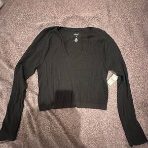 PacSun Black Fitted Crop Blouse